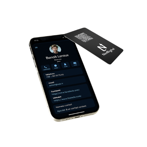 Carte de visite connectée NDS avec un smartphone